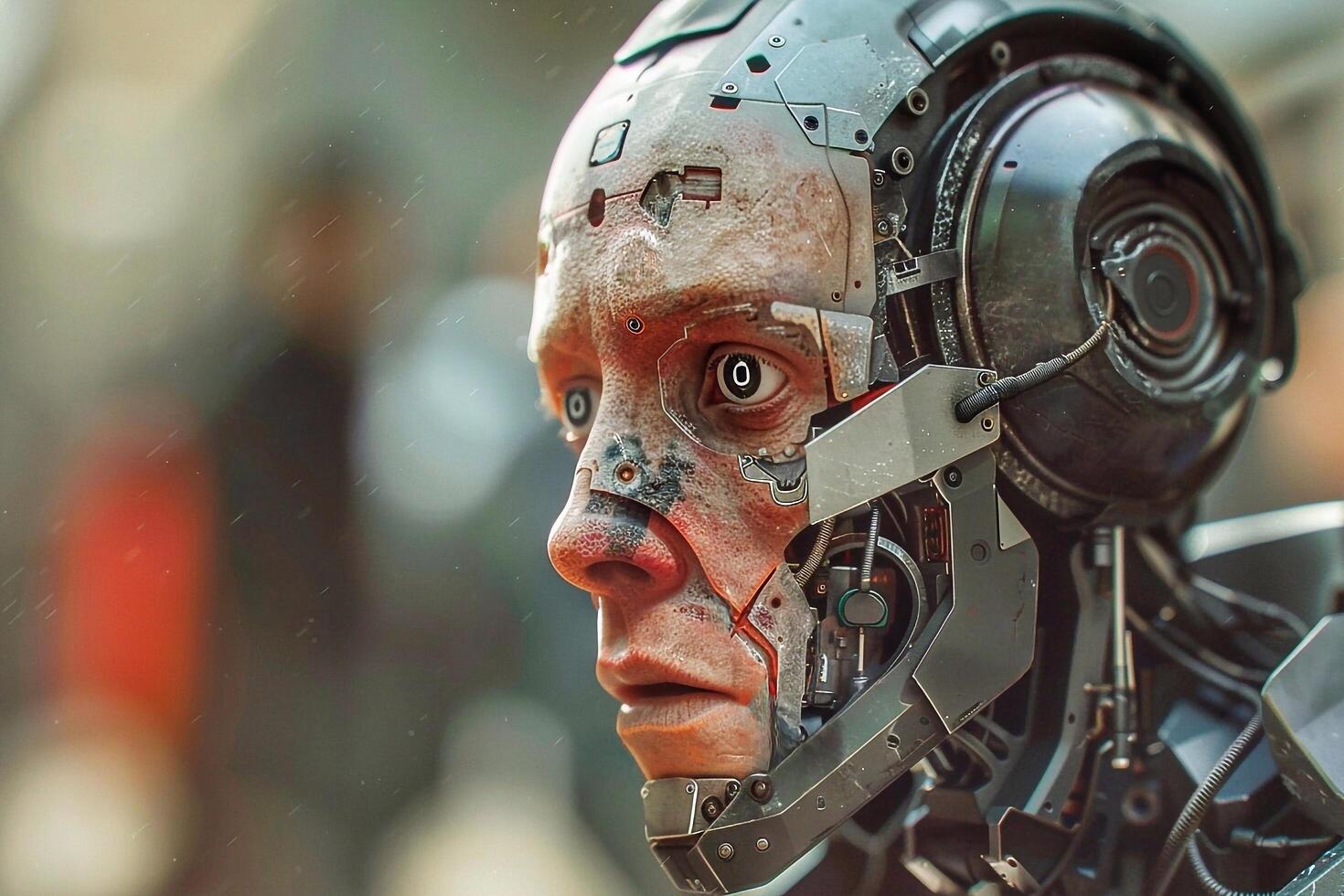 Close-up of the robot's face. photo