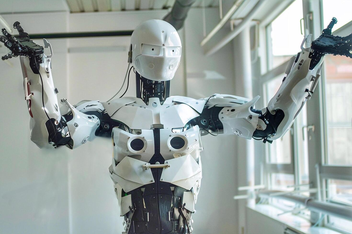 Robot model in the museum of artificial intelligence. photo