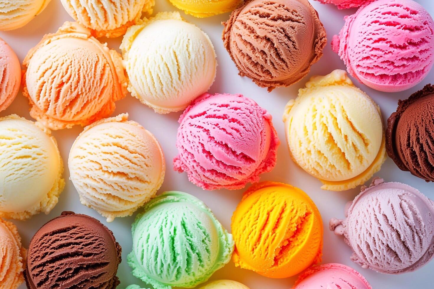 Scoops of multicolored ice cream photo
