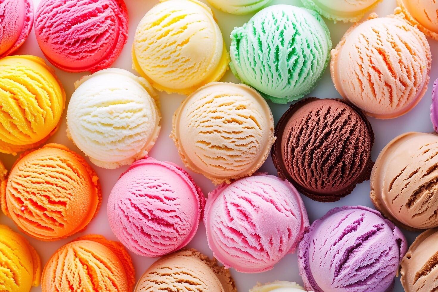 Scoops of assorted ice cream flavors photo