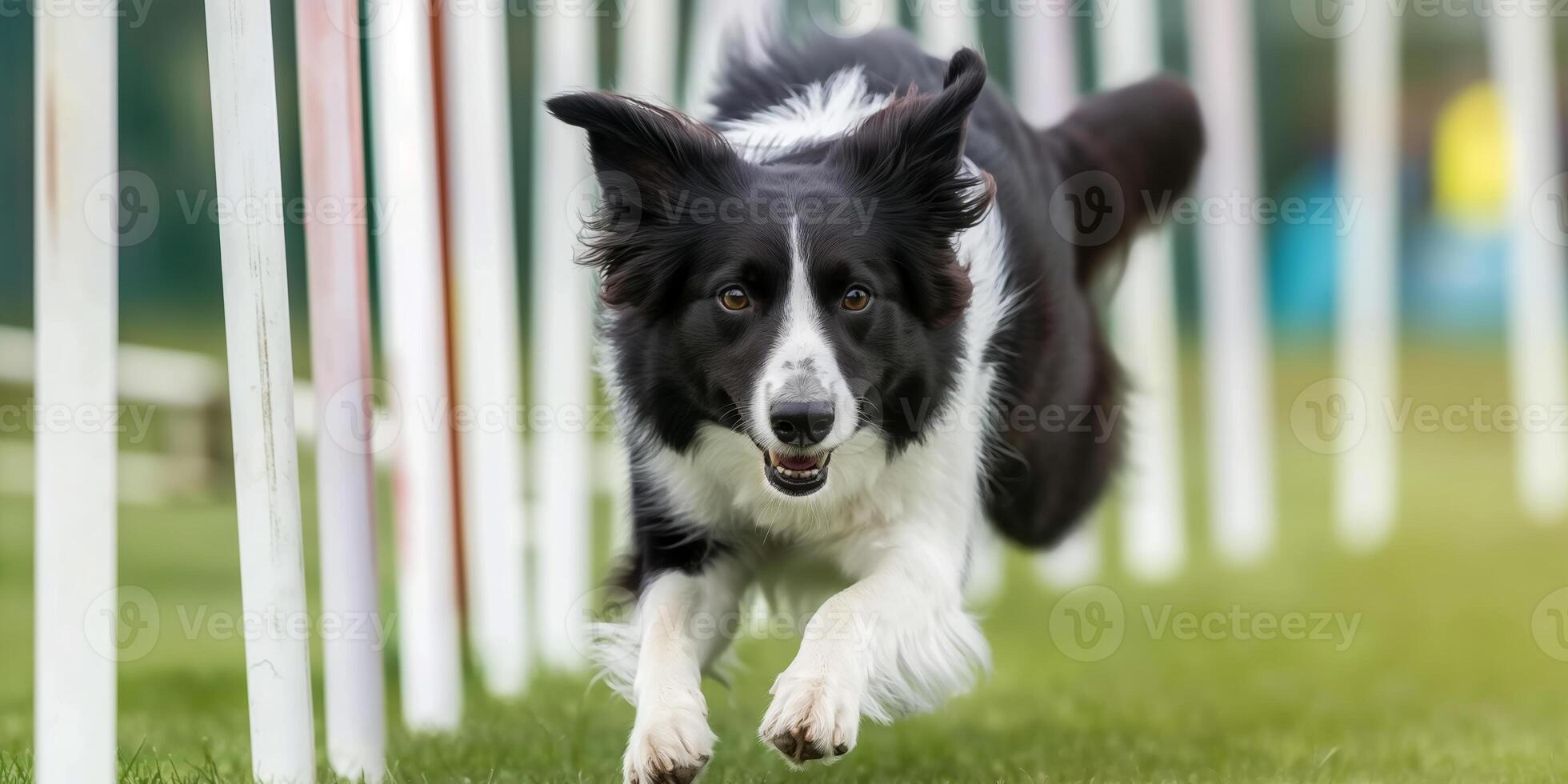 Energetic Border Collie Navigating an Agility Course with Determination photo