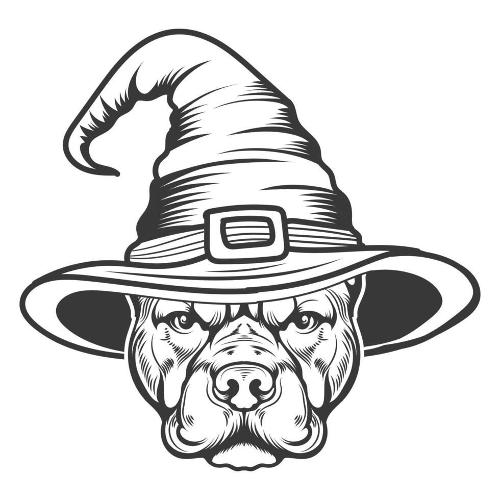 Halloween Pitbull dog with hat design vector