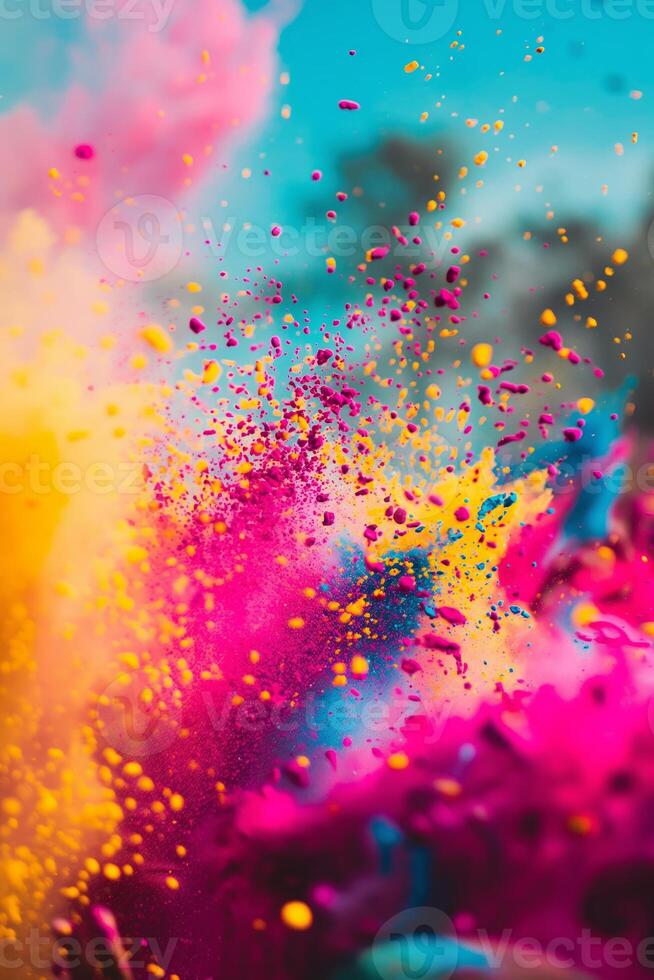 Vibrant Explosion of Colorful Powder in Abstract Art photo