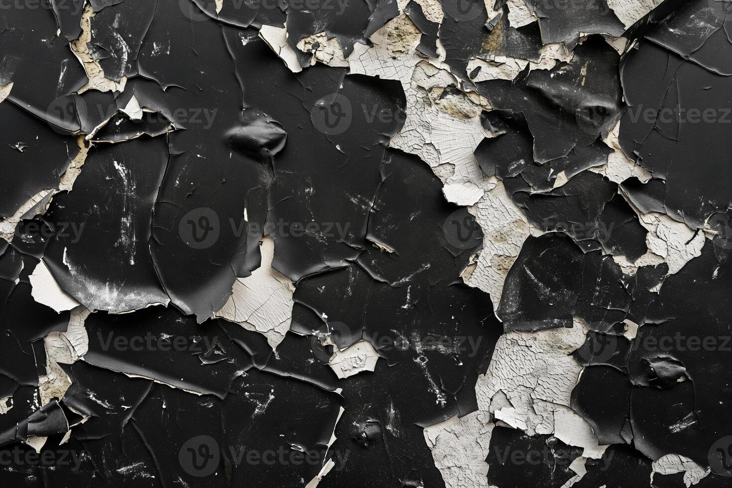 Weathered Peeling Black and White Paint on Aged Wall Surface Texture photo