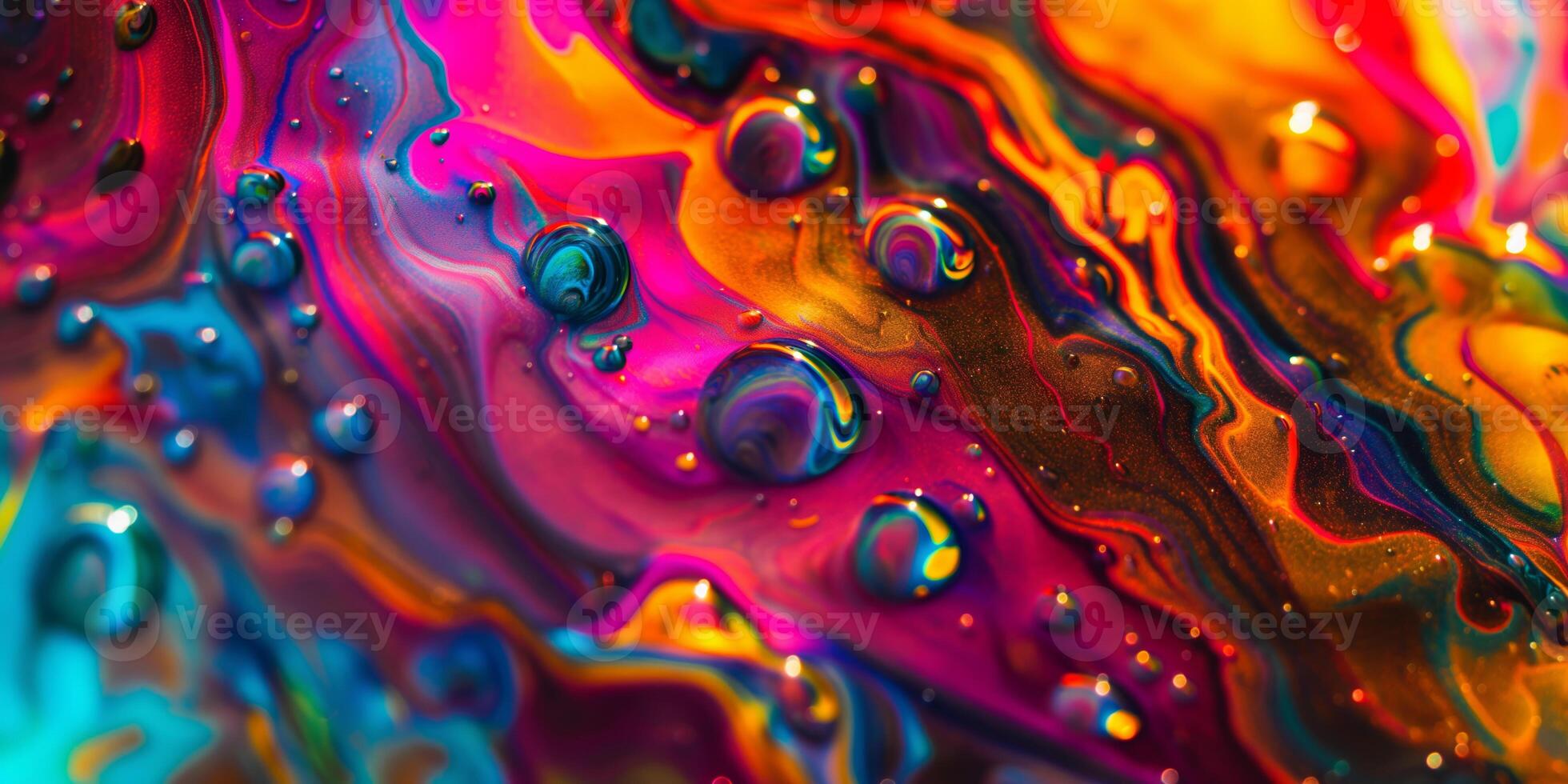 Vivid Abstract Artwork with Colorful Swirls and Liquid Droplets photo