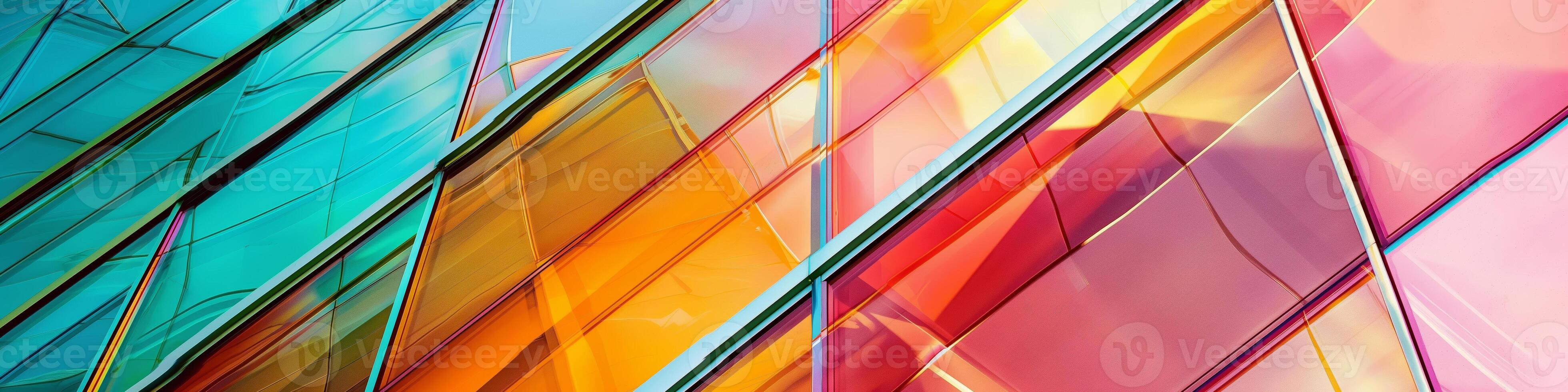 Vibrant Abstract Geometric Glass Patterns with Bold Colors and Light Effects photo