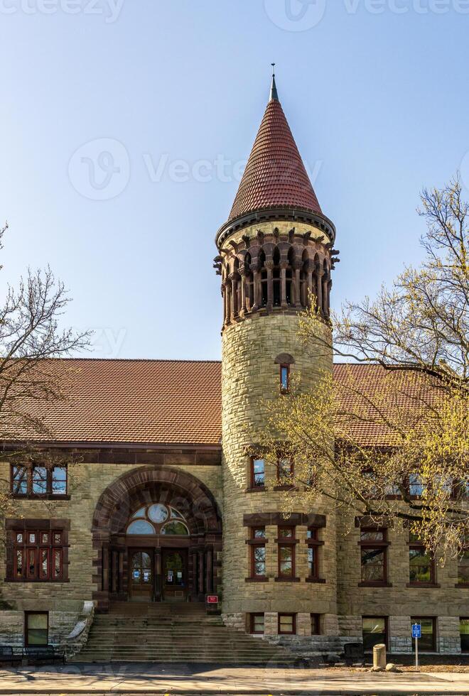 Facade of the historic Orton Hall built in 1893 and now an iconic symbol of Ohio State University in Columbus, OH photo