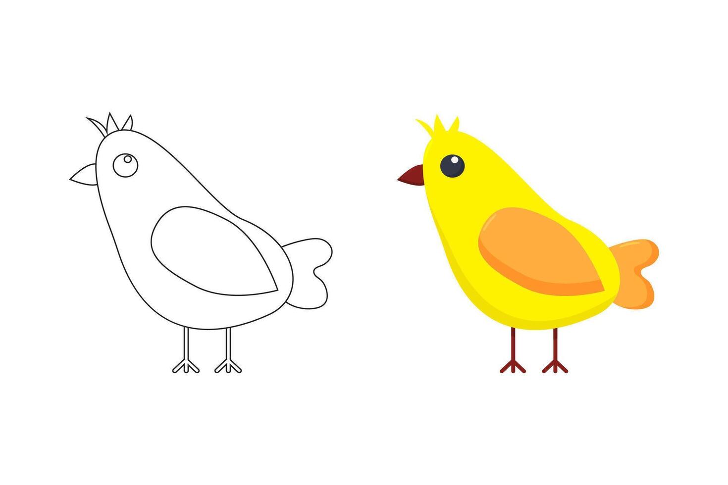 illustration, funny baby chicken, on a white background, coloring pages. vector
