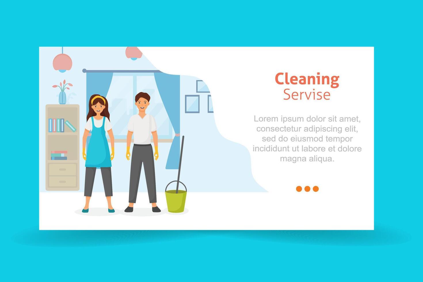cartoon style illustration of cleaning service man and woman character. Housekeeping icons. Isolated on white background. vector