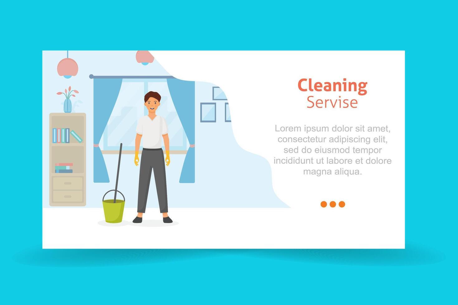 cartoon style illustration of cleaning service man character. Housekeeping icons. Isolated on white background. vector