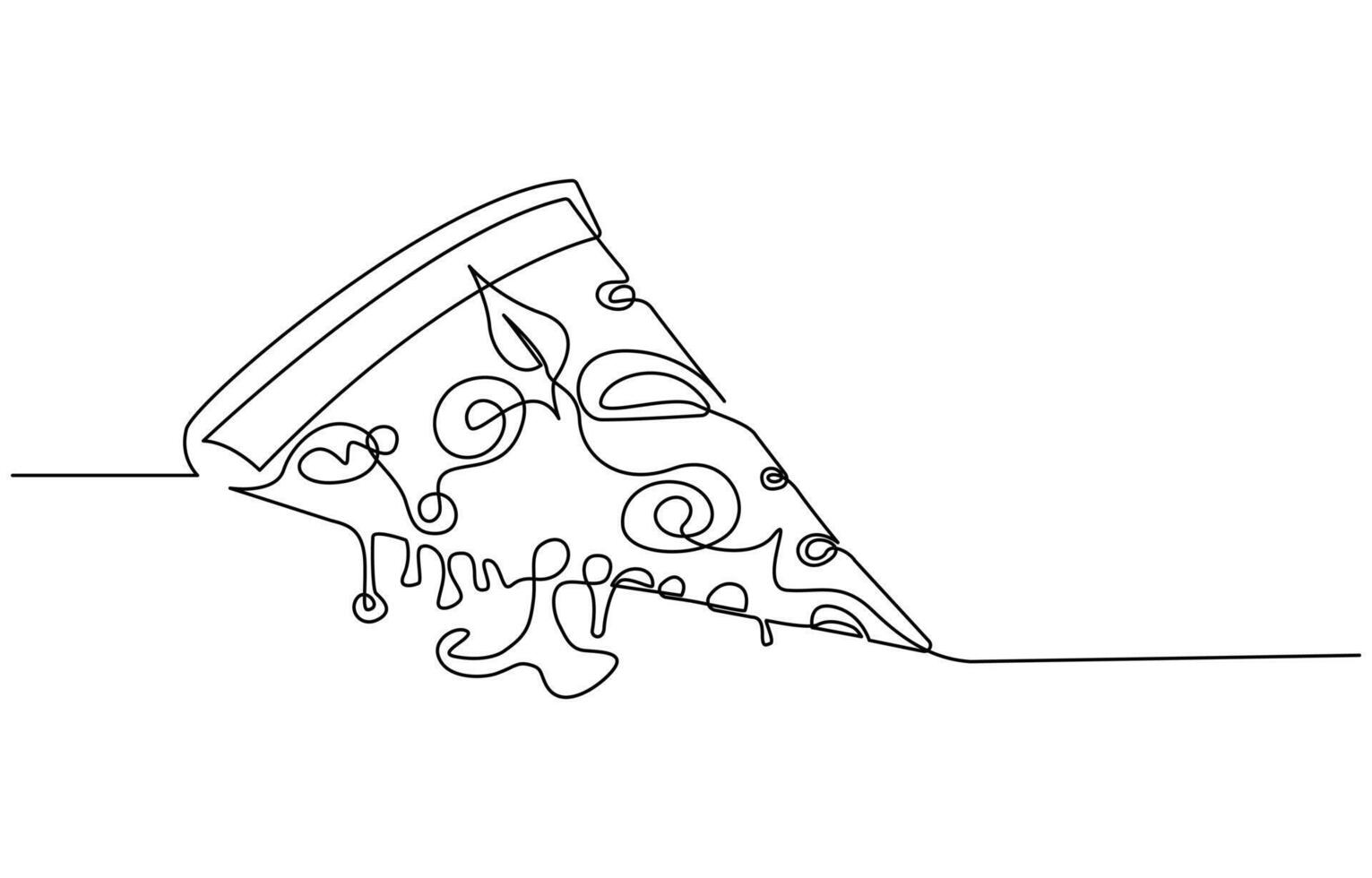 Pizza fast food in one line art vector
