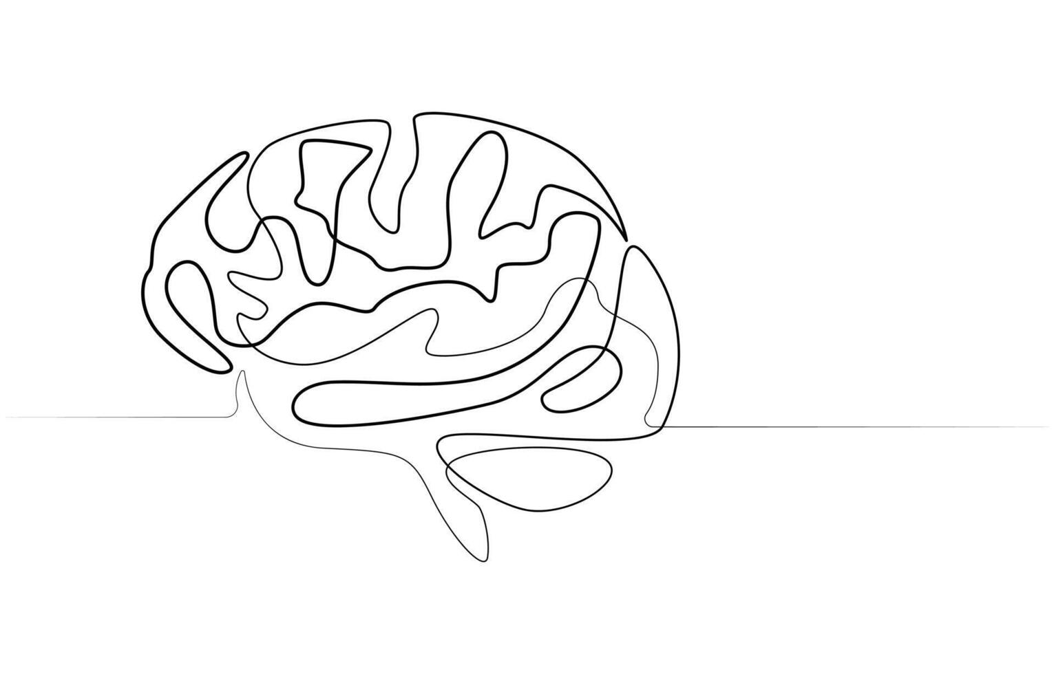 Human brain continuous one line drawing of art illustration and intelligence outline vector