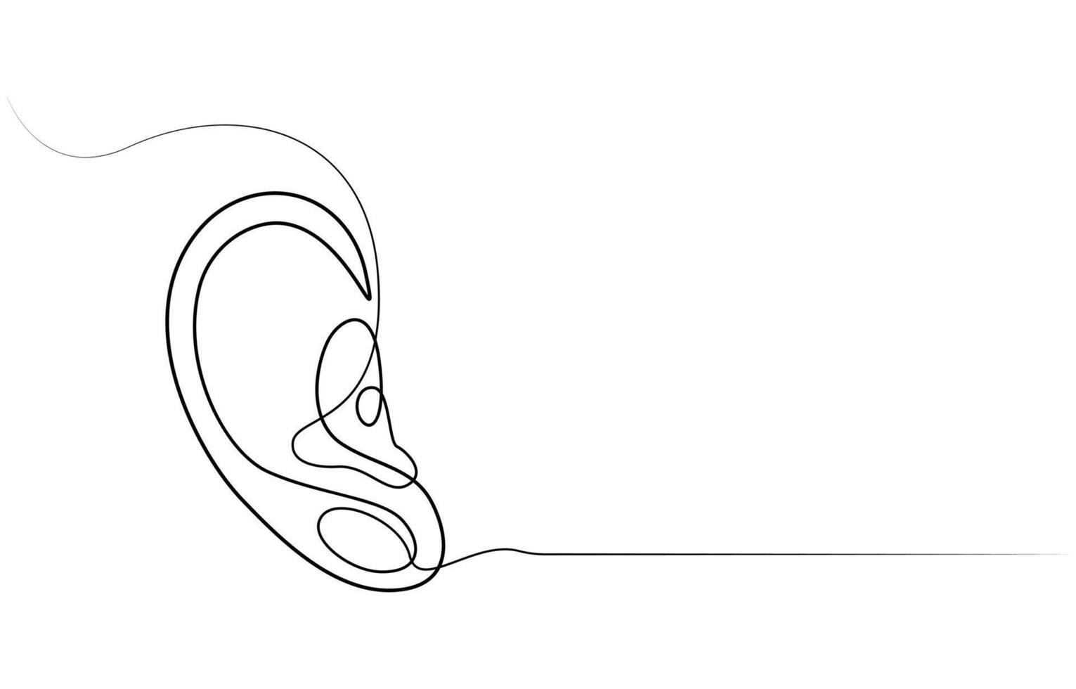 Human ear continuous one line drawing ,World deaf day single line concept template vector