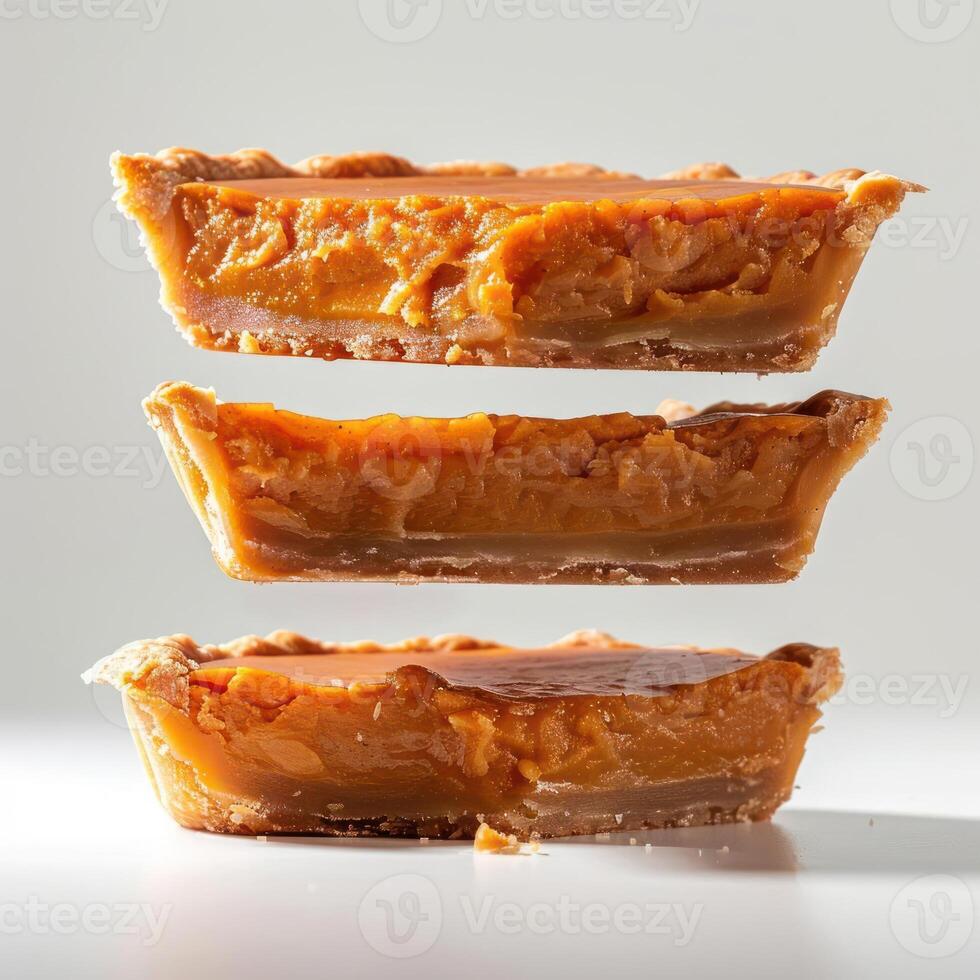 Three slices of pie stacked on top of each other photo