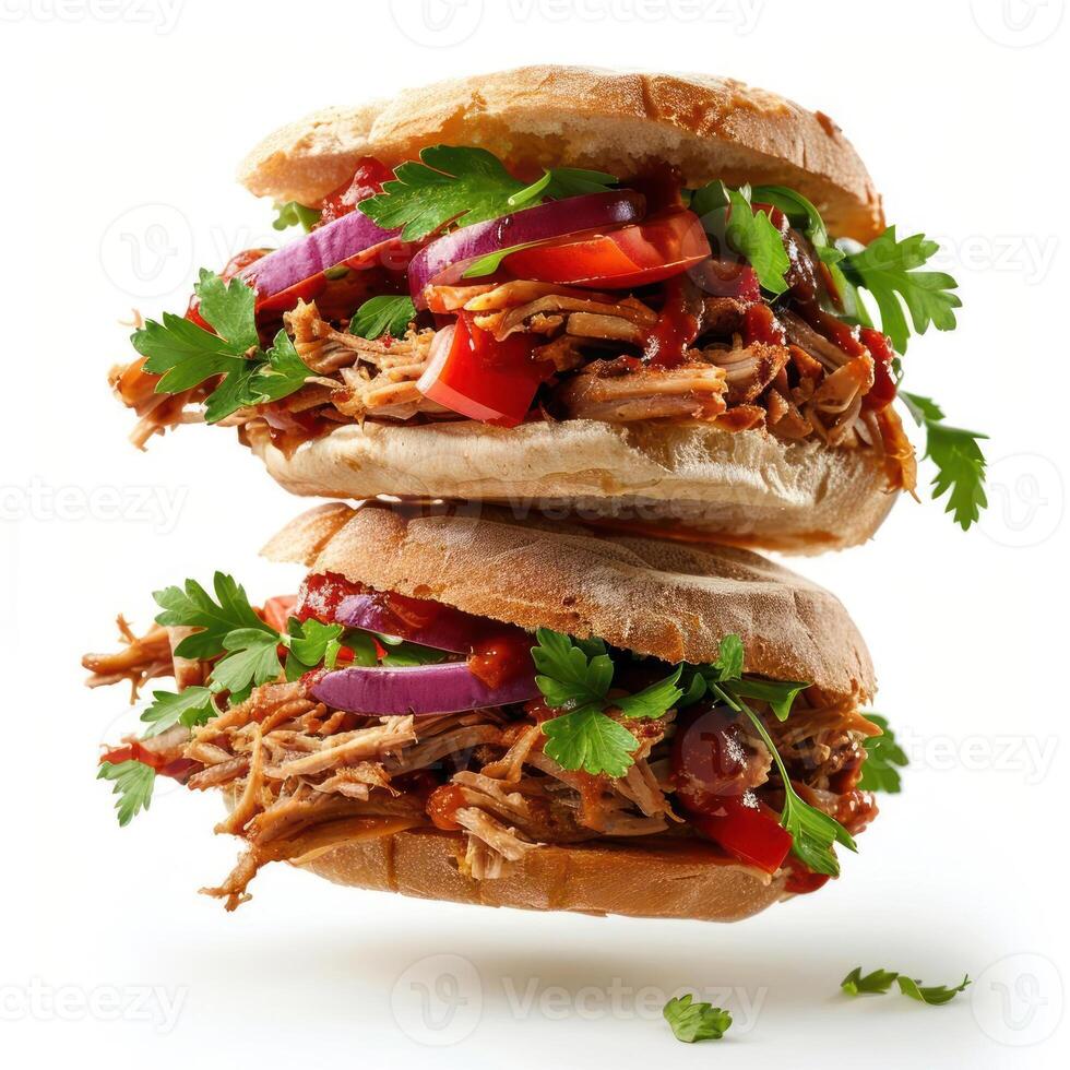 two sandwiches stacked on top of each other photo