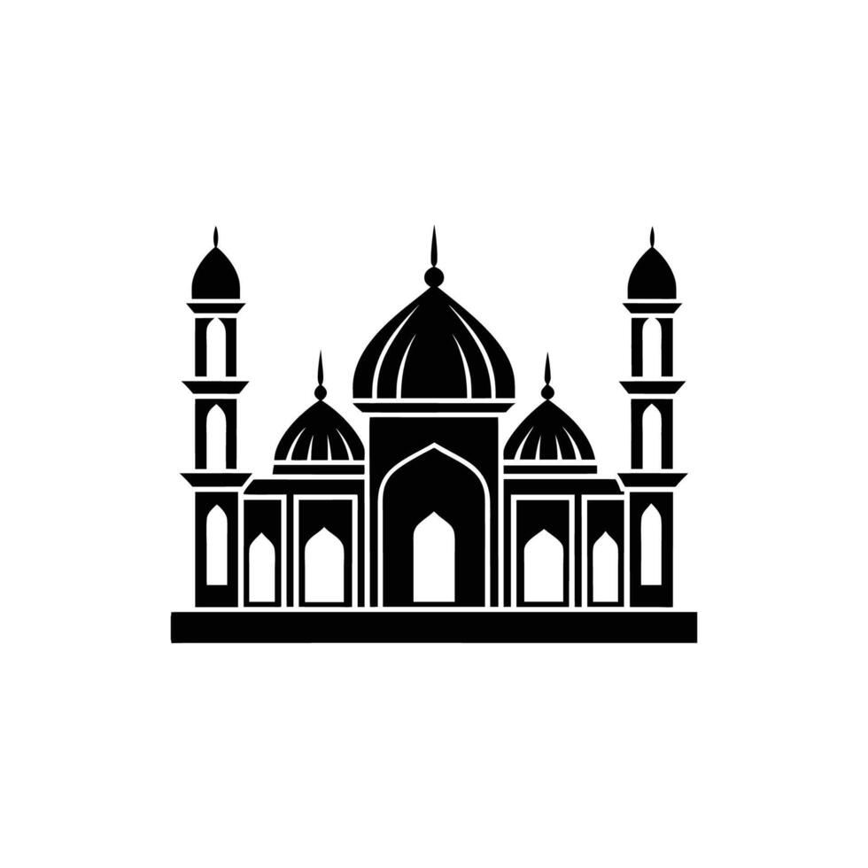 Black silhouette mosque isolated illustration. vector