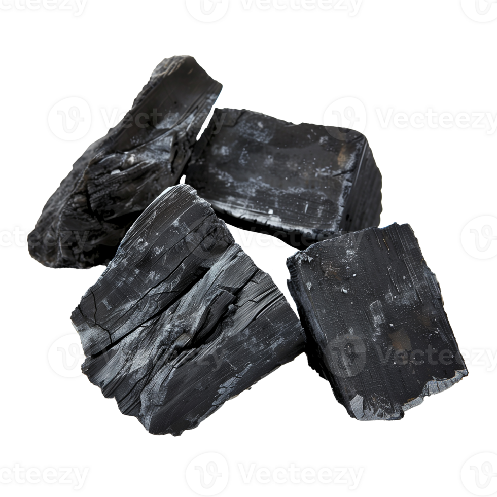Pieces of charcoal Isolated on Transparent Background png