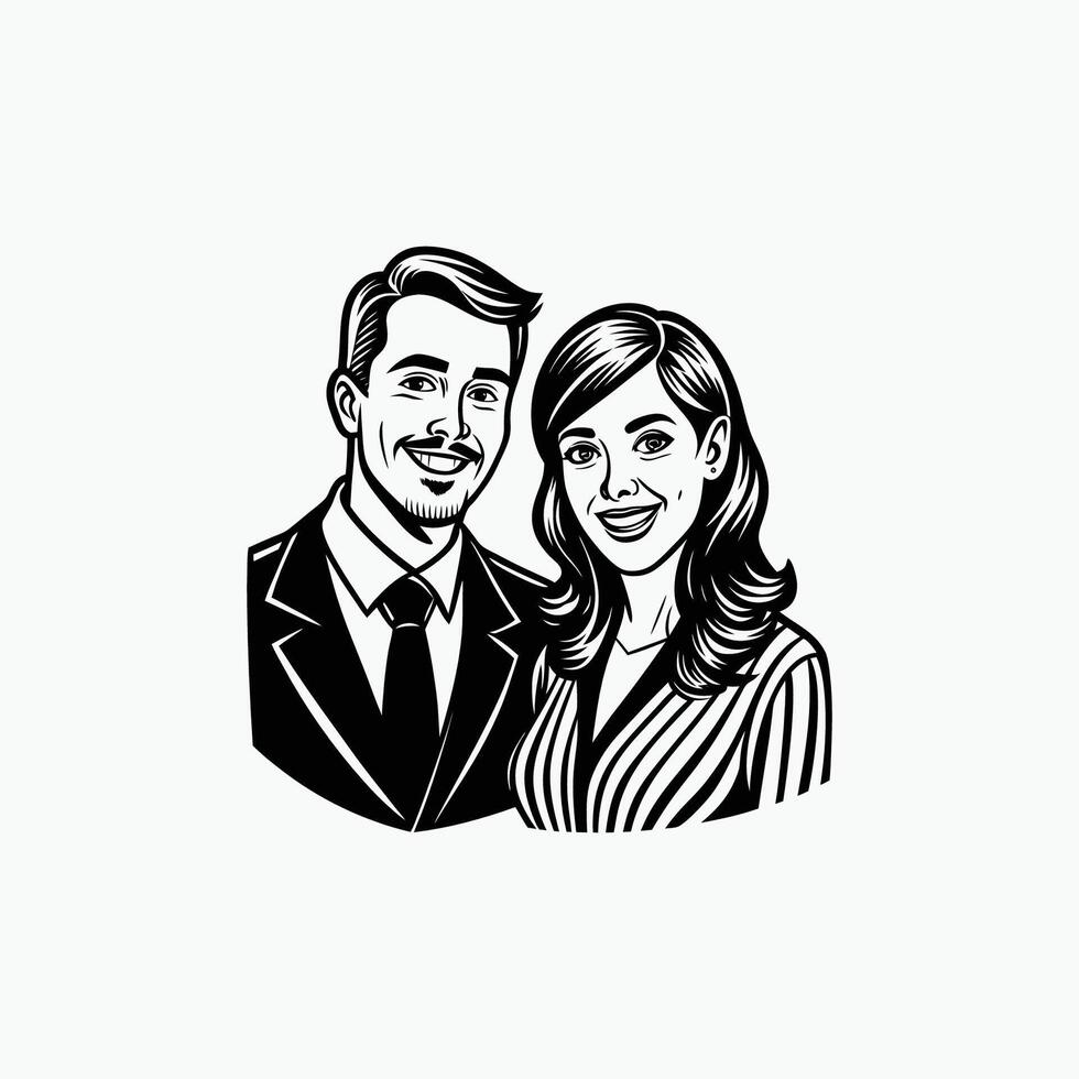 A smiling couple silhouette isotated on white background. vector