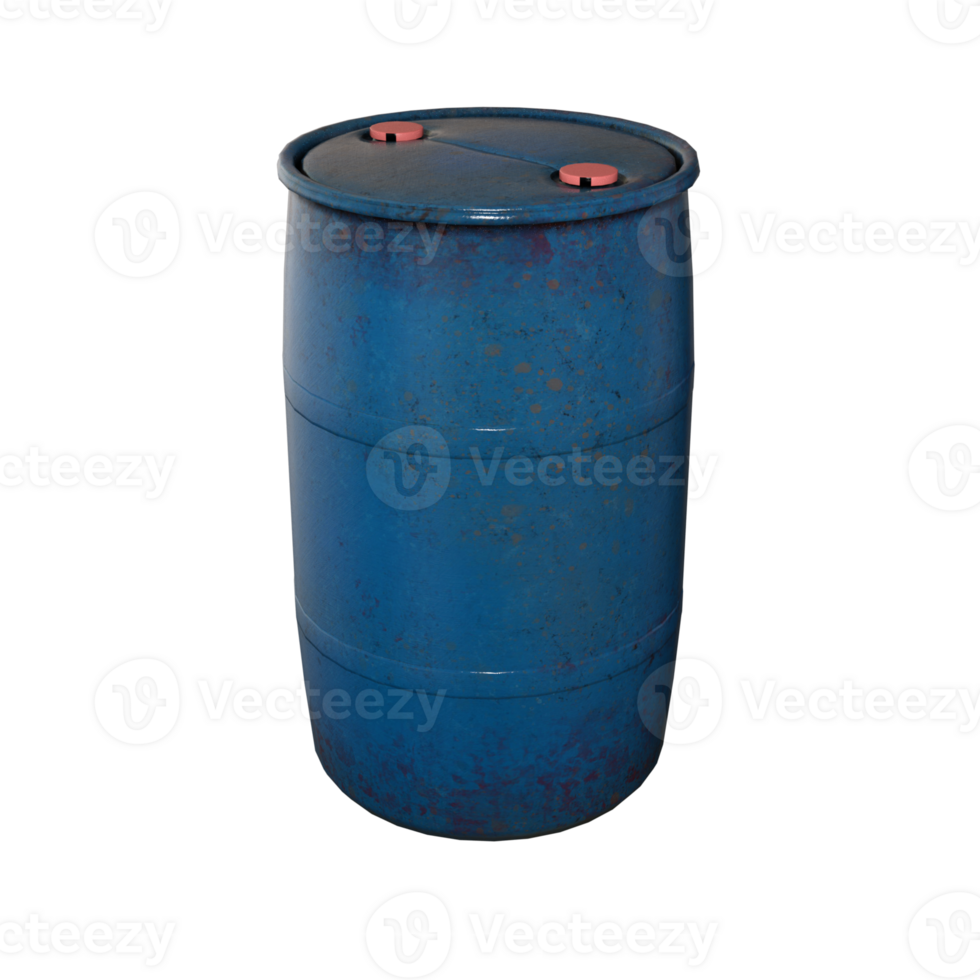 blue barrel isolated 3d rendering png