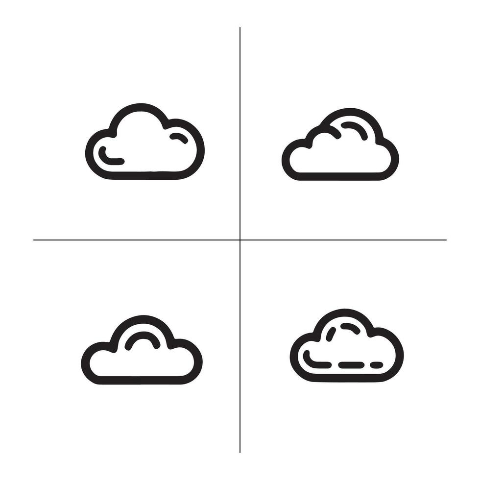 Cloud icon set, cloud shapes vector