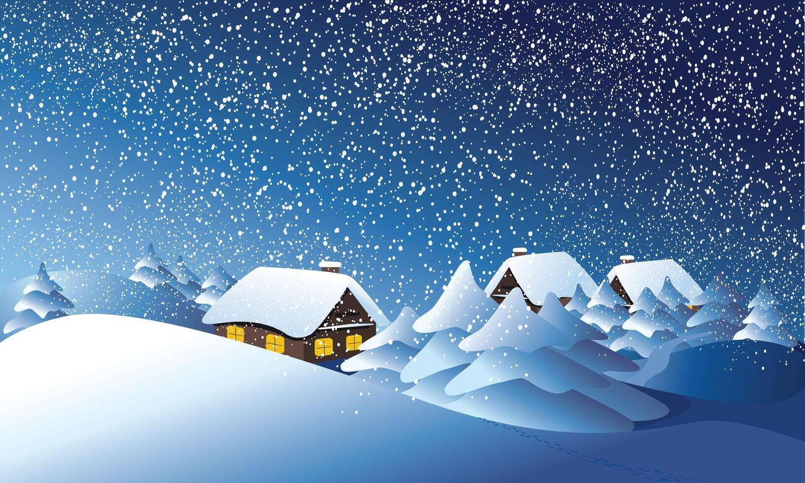 Winter Snow with house background vector