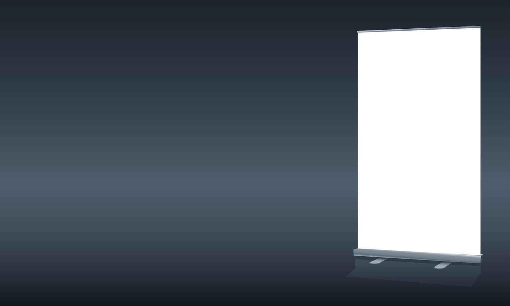 Blank vertical roll-up banner stand mockup vector