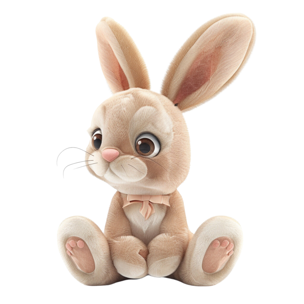 adorable cartoon rabbit toy with floppy ears isolated on transparent background png