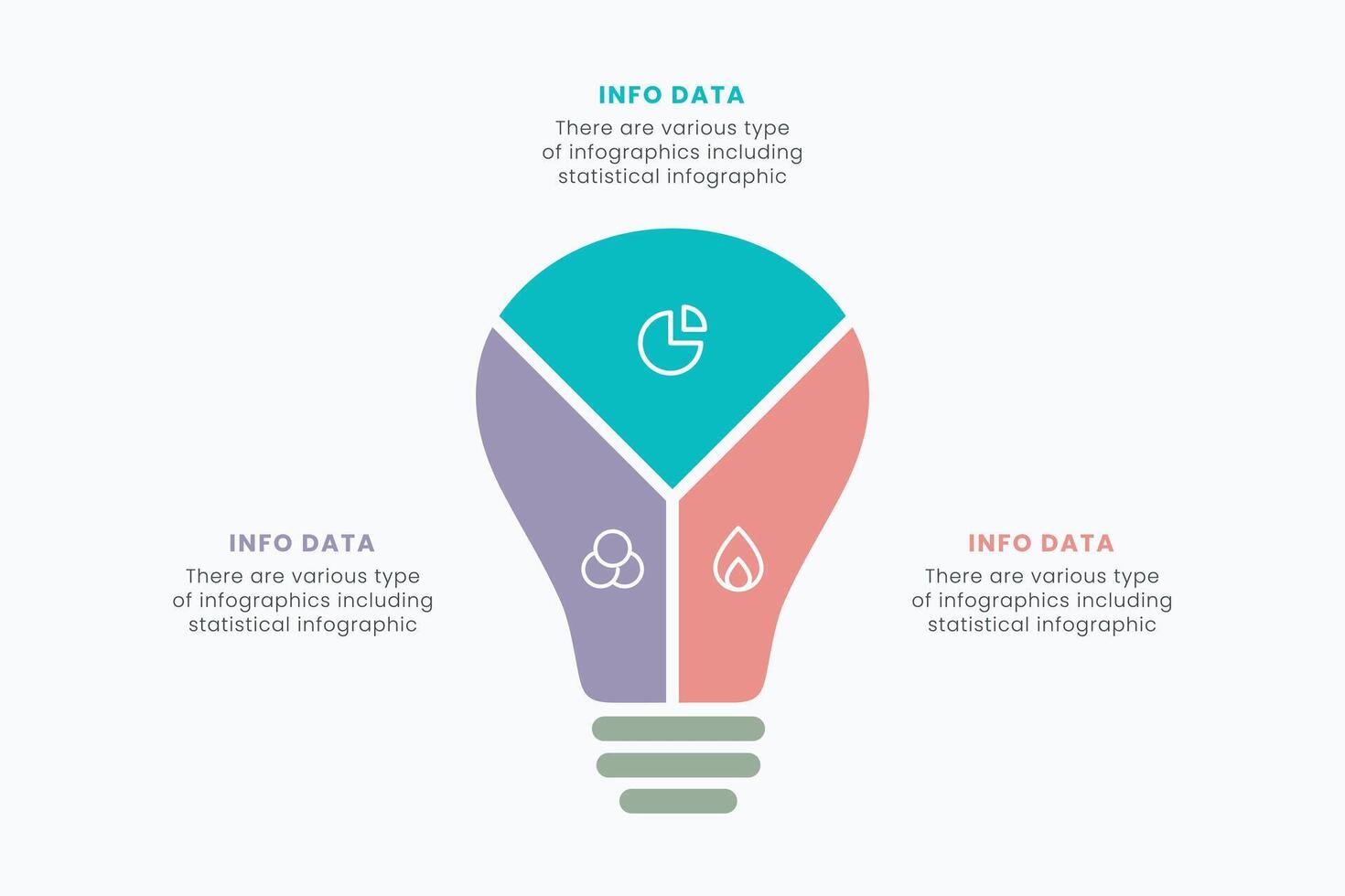 Idea light bulb infographic template for growth diagram, graph, presentation, chart. Business startup idea lamp concept with 3 options vector