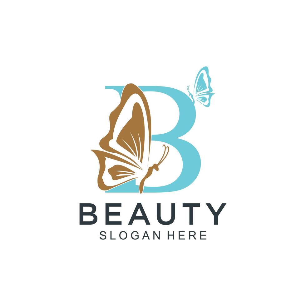 letter b icon logo design with beauty element style premium vector