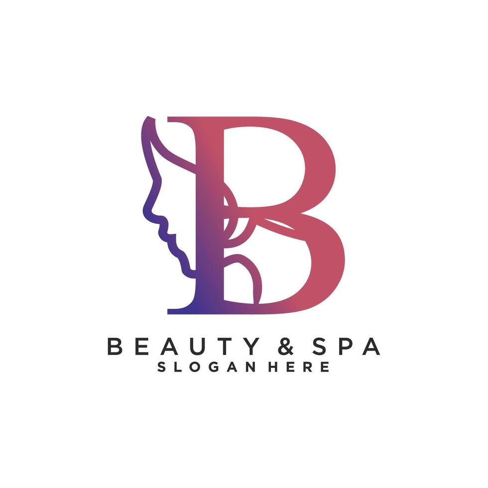 letter b icon logo design with beauty element style premium vector