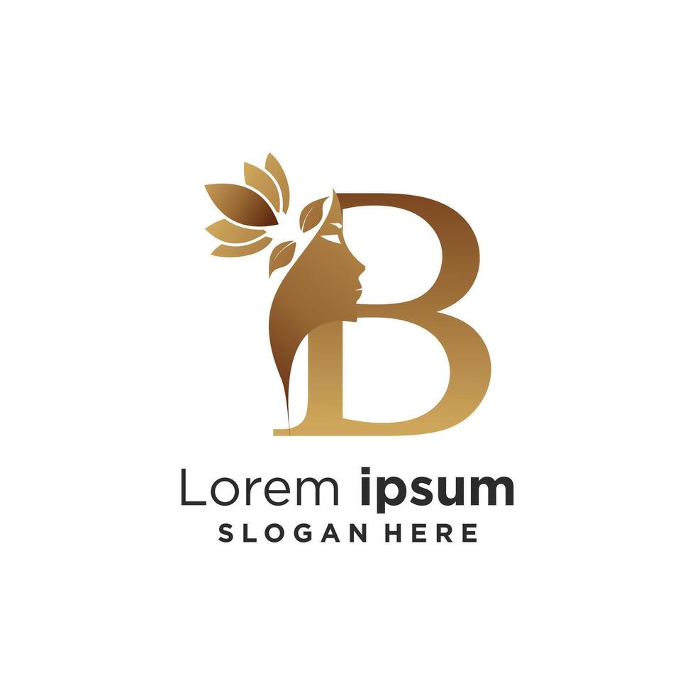 letter b icon logo design with beauty element style premium vector