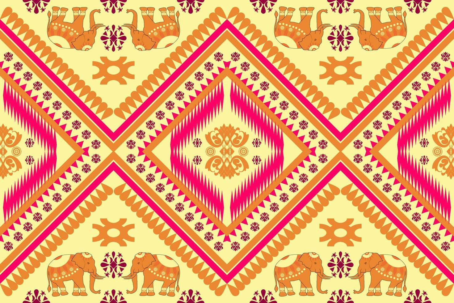 Tribal fabric pattern design, geometric shapes, colored triangles, tiles, ikat, embroidery, design for fabric pattern. Carpets, pillows, shirts, pants, bedding, curtains, patterns on glasses. vector