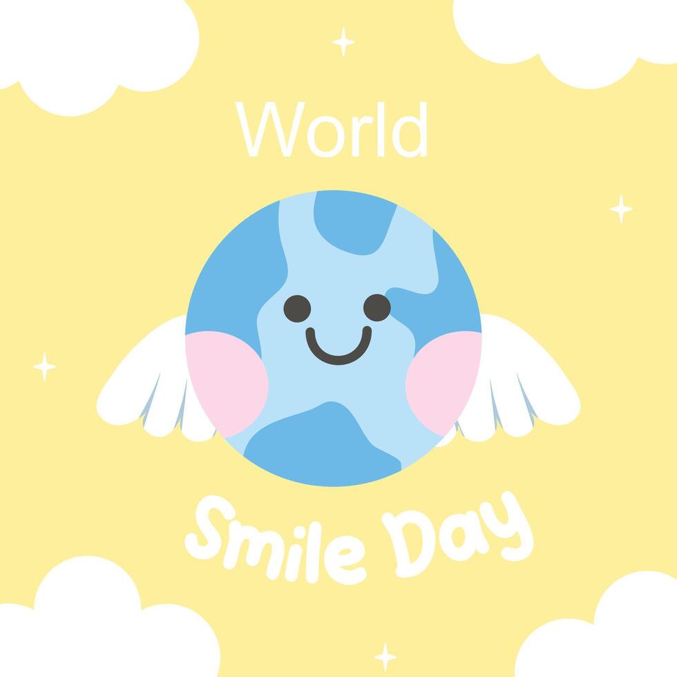 World smile day design for world smile day celebration. Suitable for flat design graphic illustration for social media ads, flyer design, flat illustration, banner, template, poster, etc vector