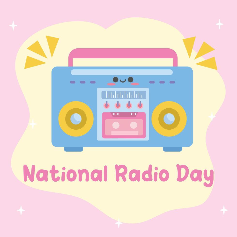 National radio day design for national radio day celebration. Suitable for flat design graphic illustration for social media ads, flyer design, flat illustration, banner, template, poster, etc vector