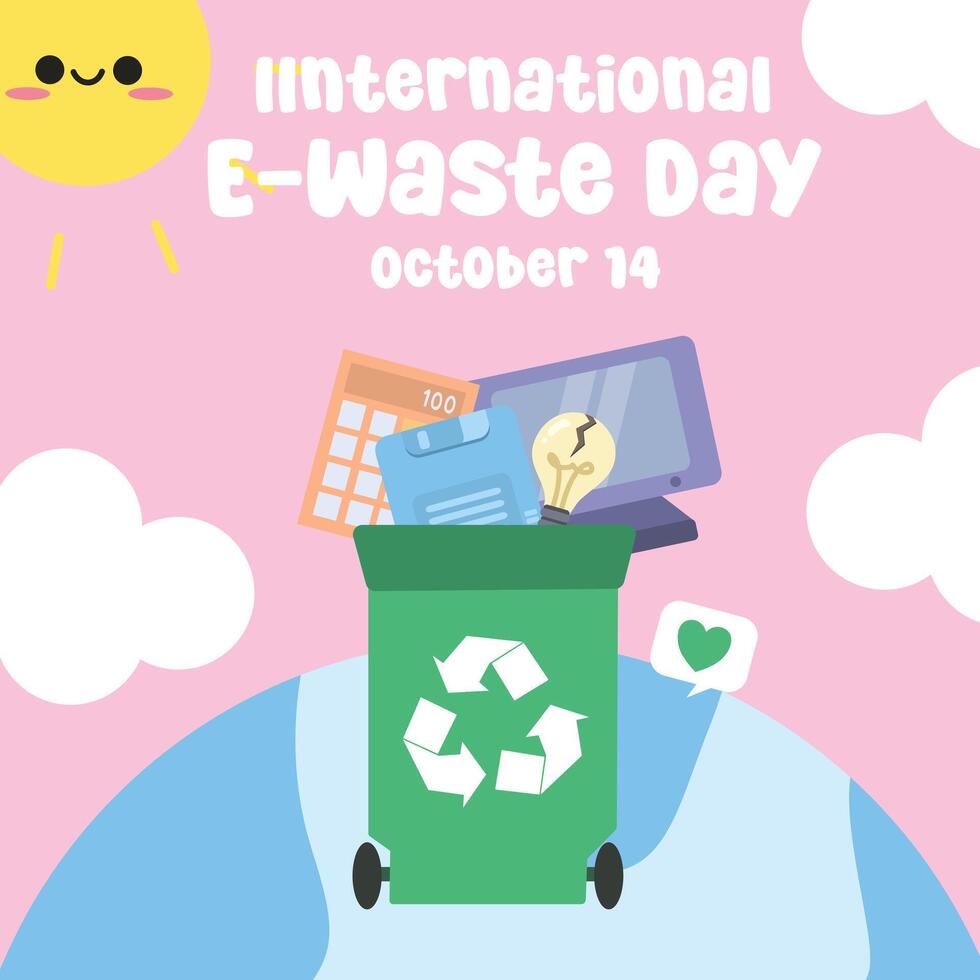 International e-waste day design for International e-waste day celebration. Suitable for flat design, flyer design, flat illustration, banner, template, poster, etc vector