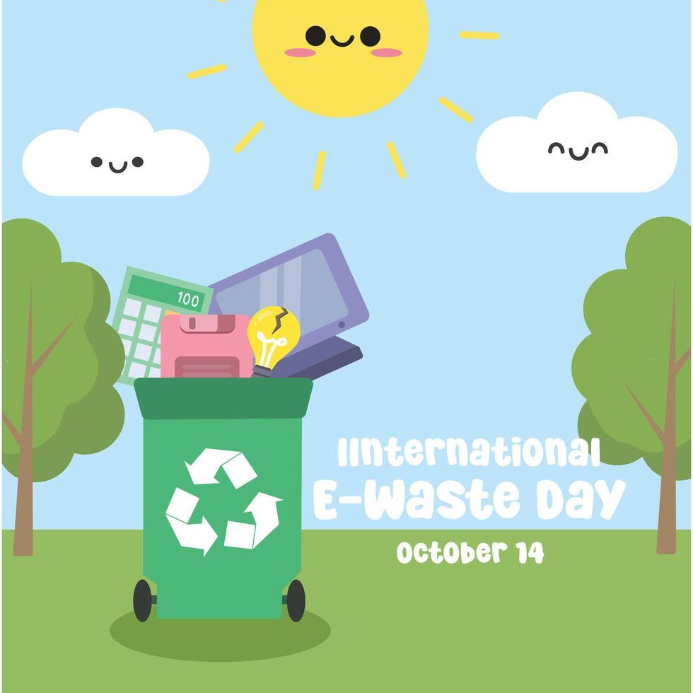 International e-waste day design for International e-waste day celebration. Suitable for flat design, flyer design, flat illustration, banner, template, poster, etc vector