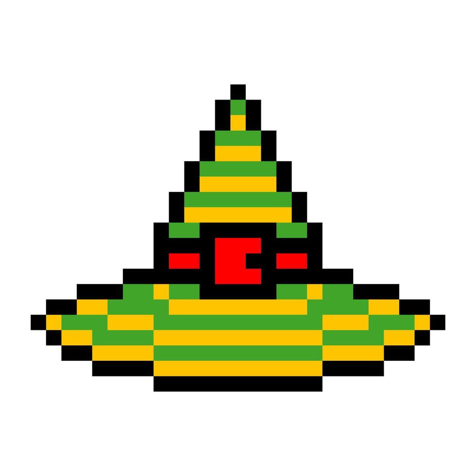 Witch magic hat in pixel art style vector