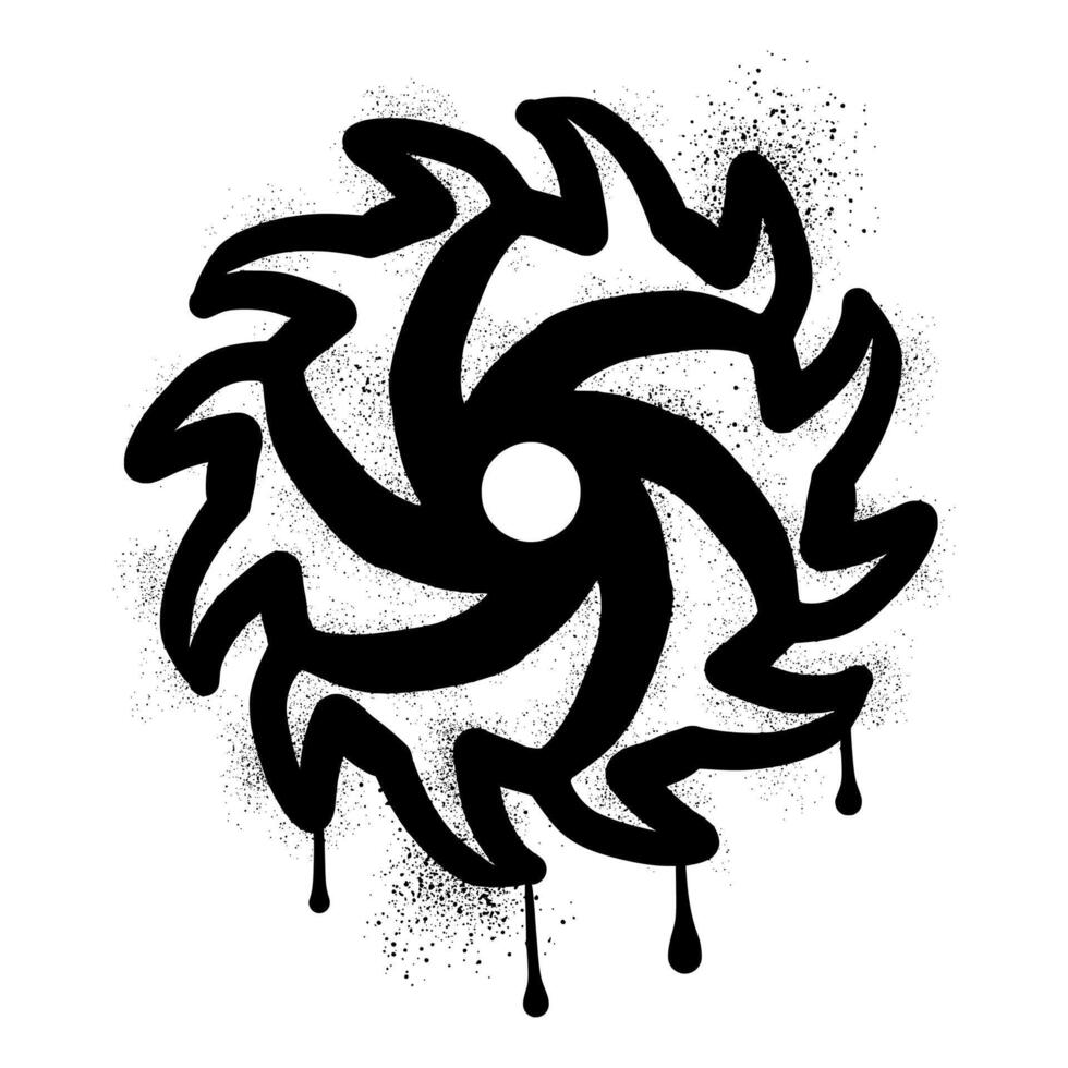 Drawing circular saw graffiti with black spray paint vector