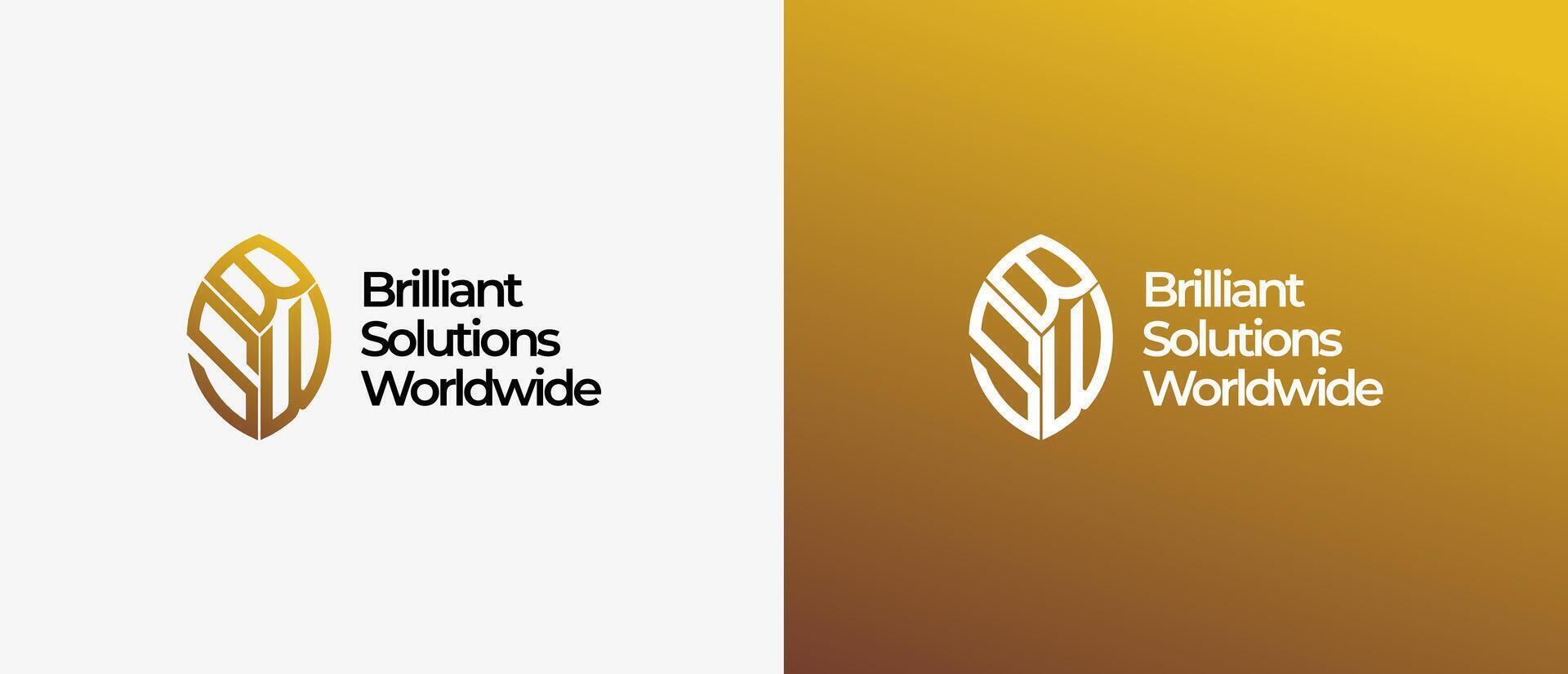 Logo Letter B S W combined inshape of leaf. Logo gold, corporate and modern. Editable file vector