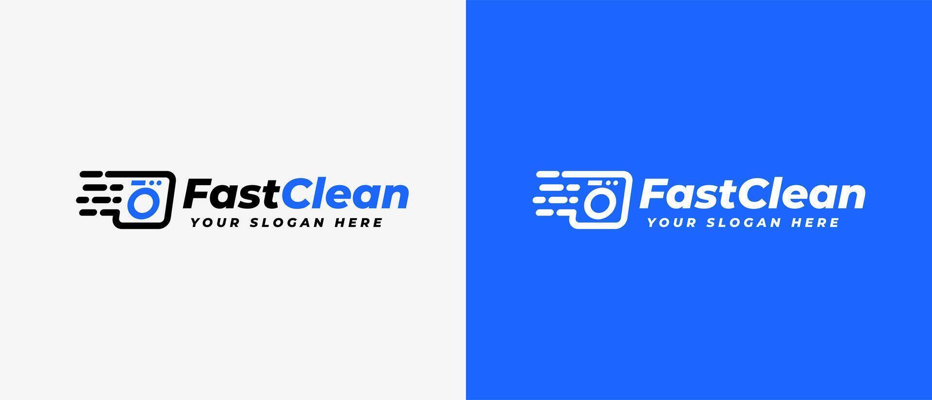 Logo Fast Swoosh combined with Machine Laundry, Fast Clean service logo design. Laundry logo, fast logo. Editbale file vector