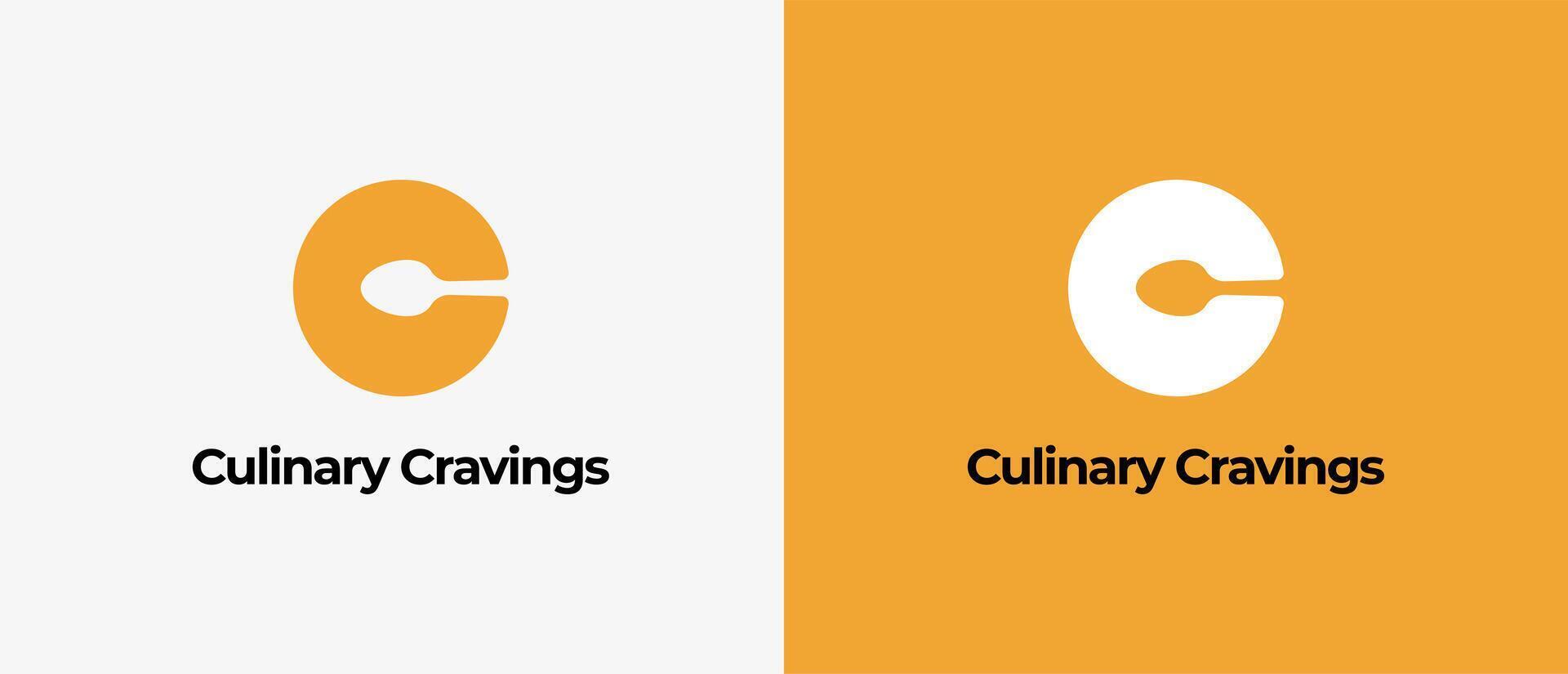 Logo letter C and Spoon with negative space. Logo restaurant, logo food, eatery icon. Editable file vector