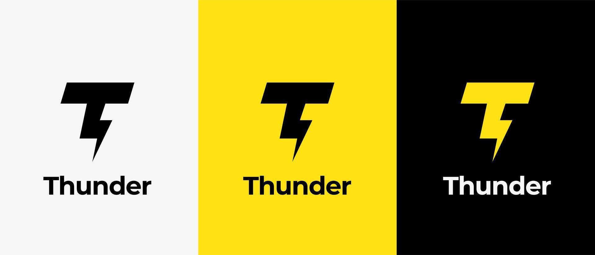 Logo minimalist letter T and flash, thunder or power, logo electricity, logo energy, logo thunder, logo volt icon simple. Editable file vector