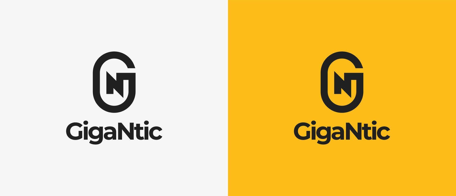 Logo Letter G N or N G with flah shape in letter N, logotype, monogram logo, initial logo, editable file vector