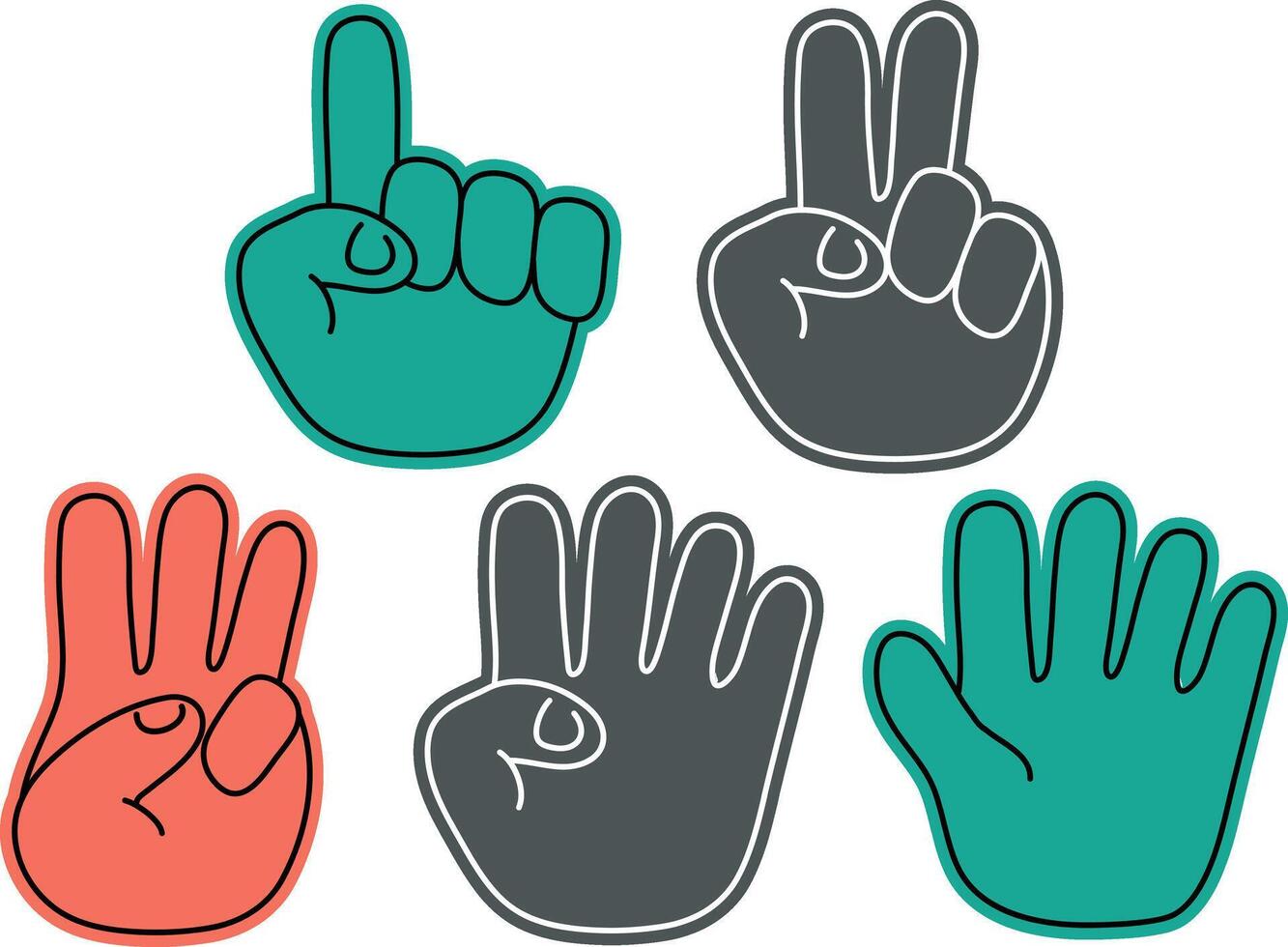 Colorful Doodle Hand Gestures Representing Different Meanings and Symbols Good For Poster Design Etc vector