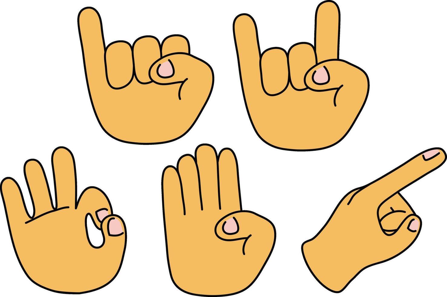 Doodle Hand Gestures Representing Different Meanings and Symbols Good For Poster Design Etc. vector