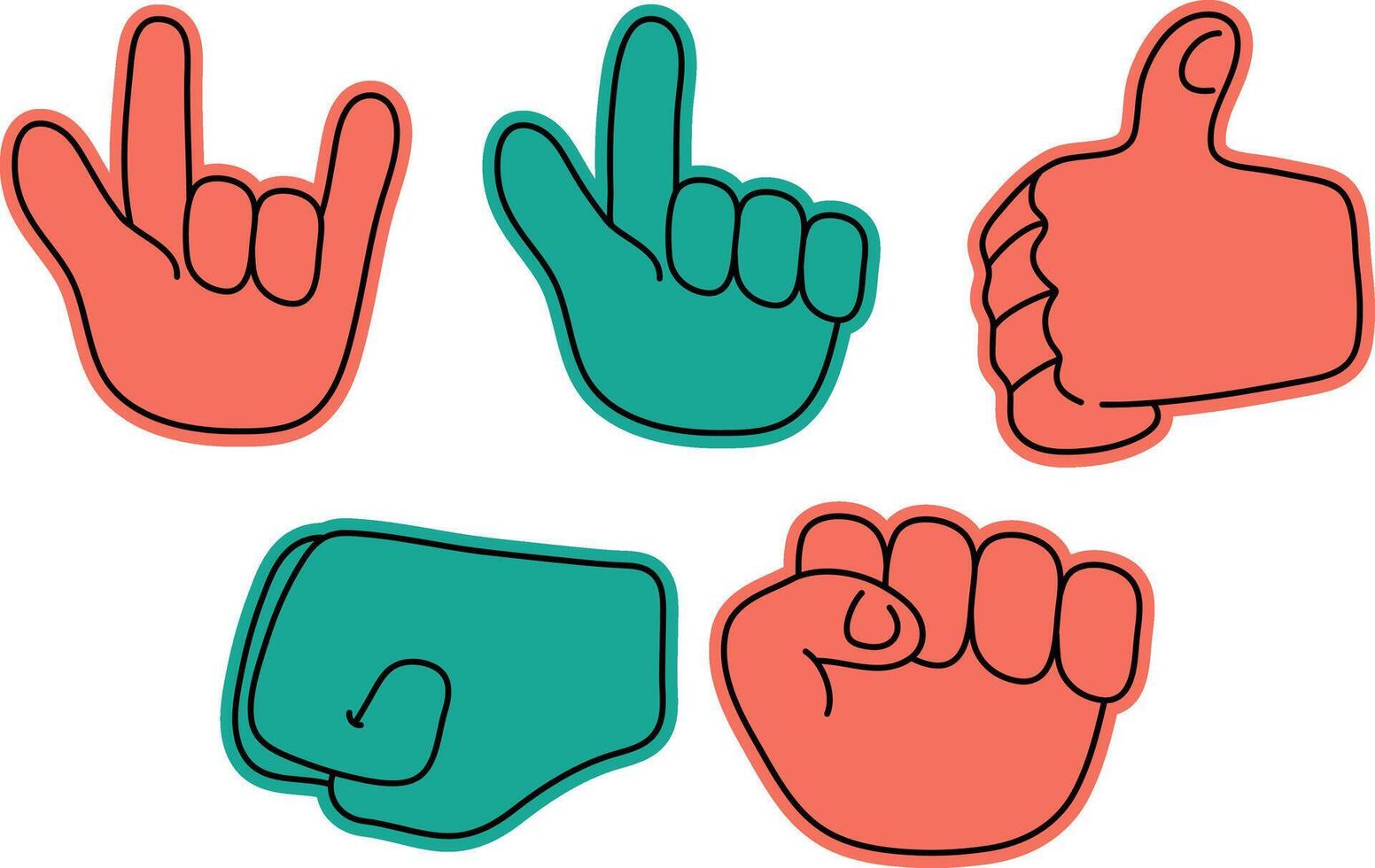 Colorful Doodle Hand Gestures Representing Different Meanings and Symbols Good For Poster Design Etc vector