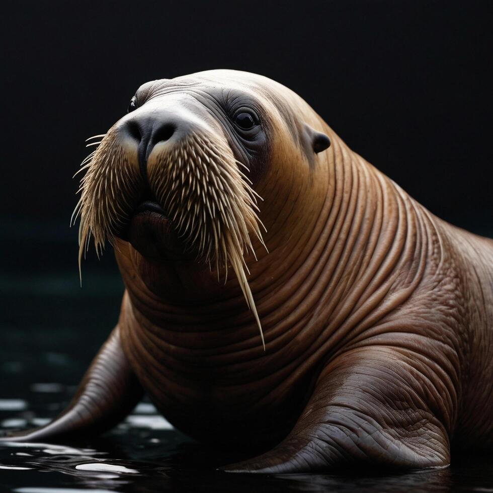 Big Walrus Sea Mammal Marine Animal black background photo