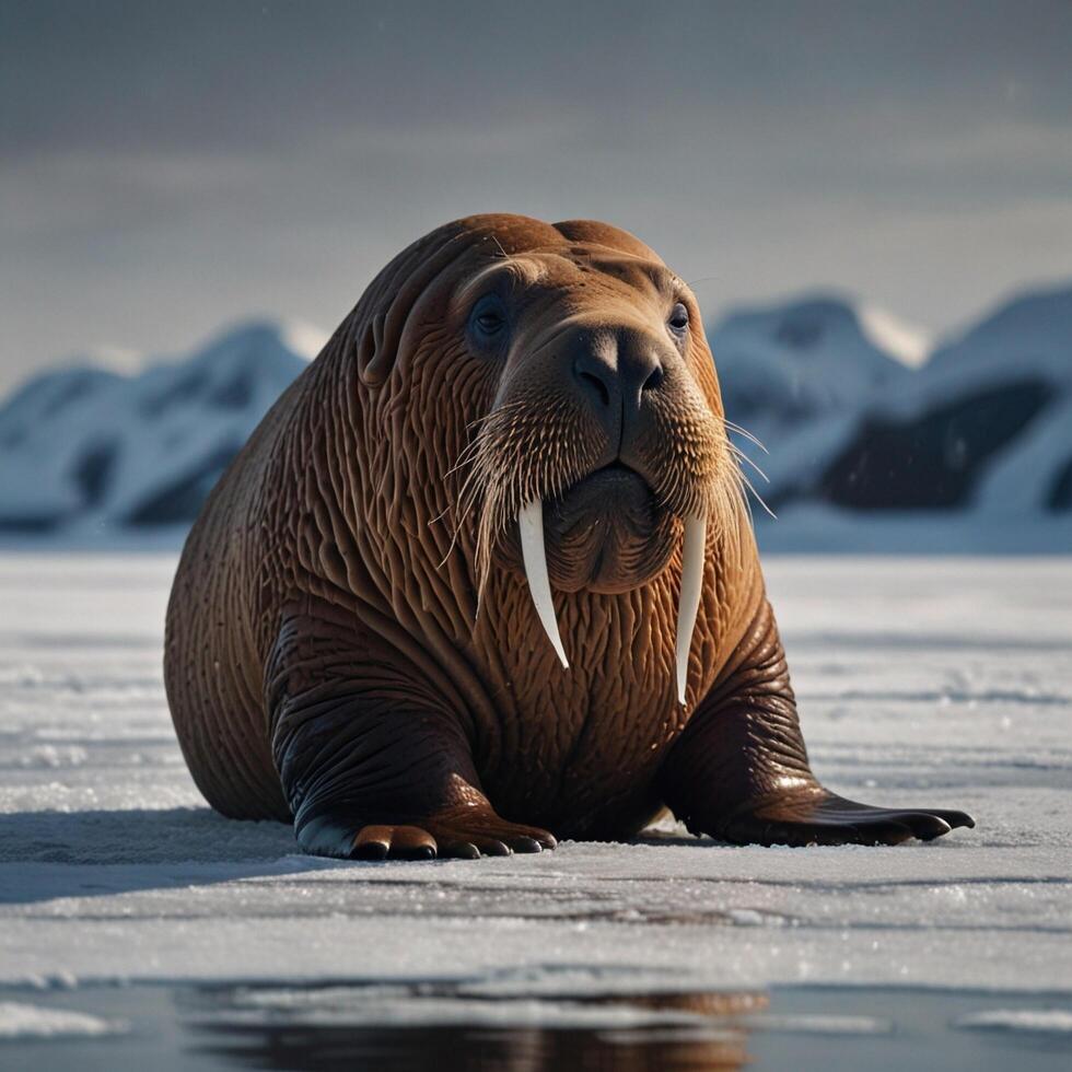 Big Walrus Arctic Sea Mammal Marine Animal photo