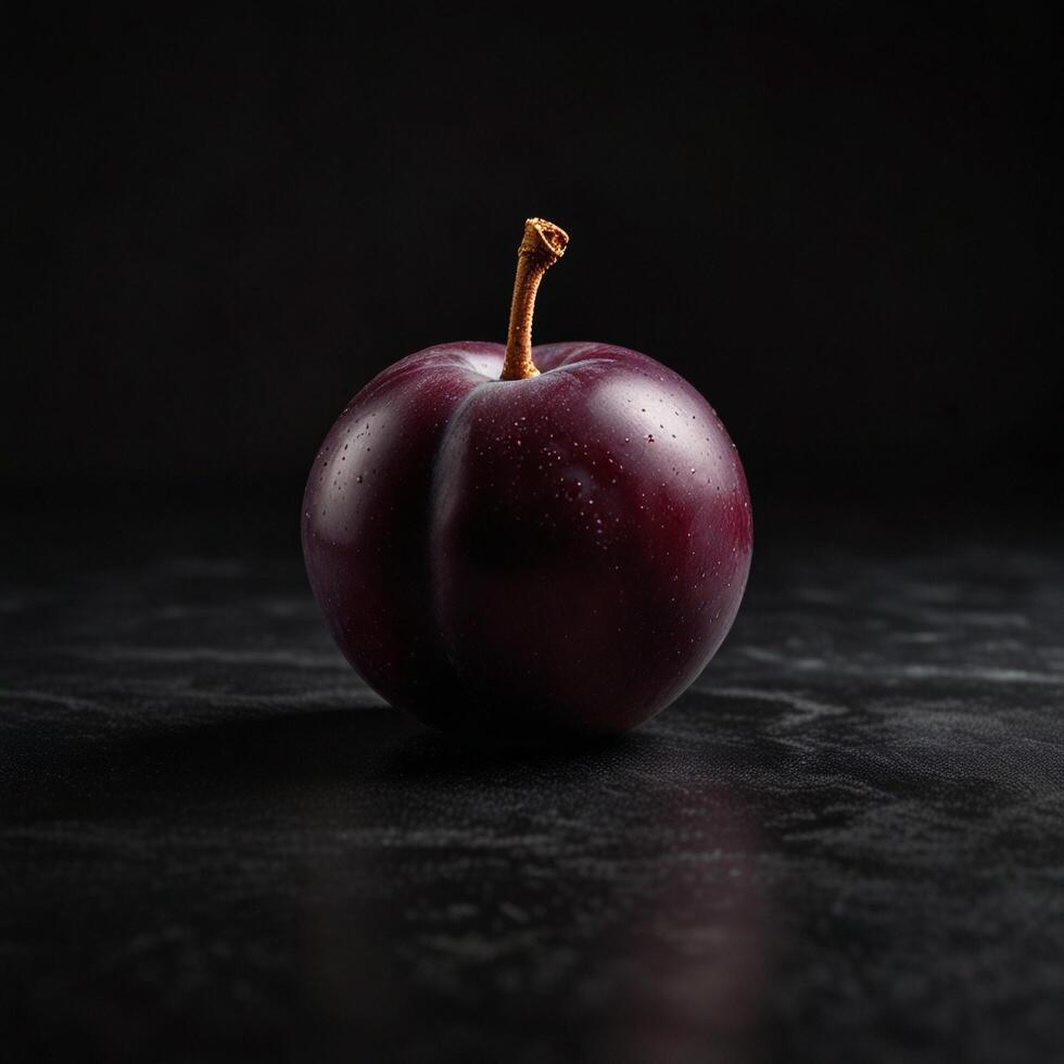 Tasty Purple Delicious Plum Fruit black background photo