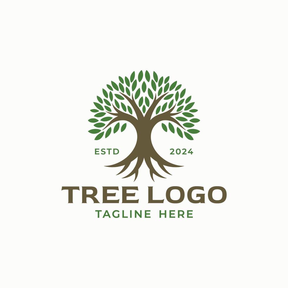Abstract tree with roots logo design vector
